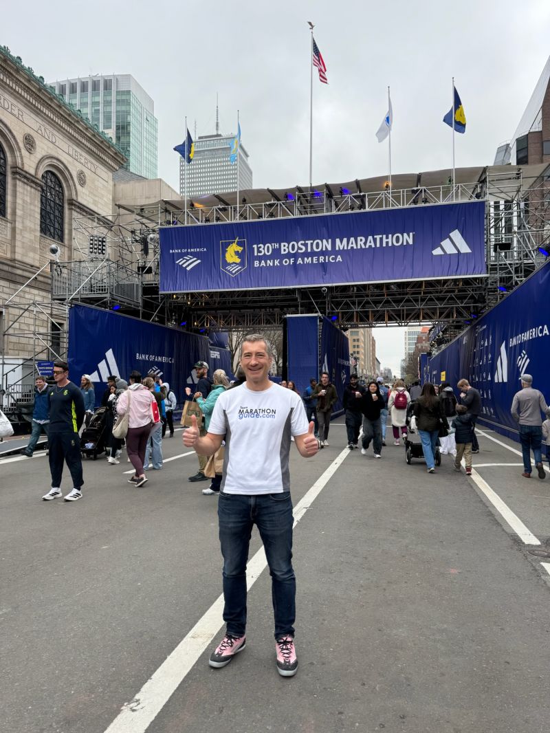 Greg Rublev after completing the Boston Marathon